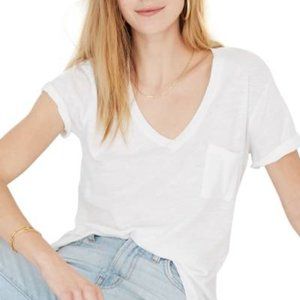 Madewell White Whisper V-Neck T-Shirt - Size M
